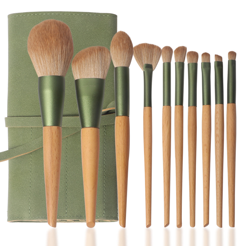 10pcs Wood Cosmetic Brush Set-3
