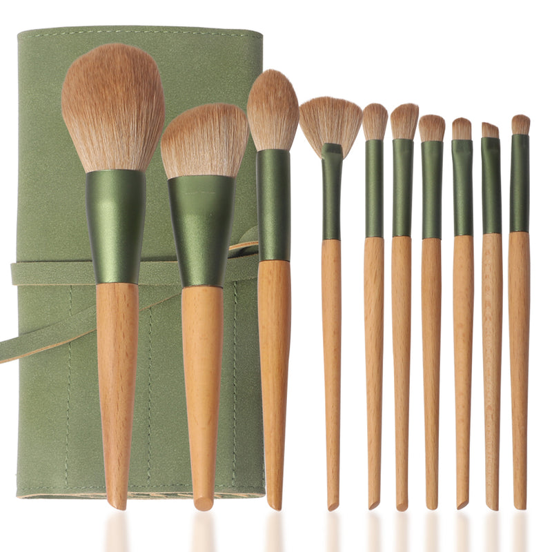10pcs Wood Cosmetic Brush Set-3
